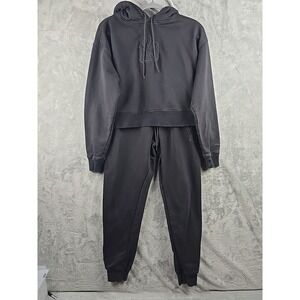 New York Yankees Track Outfit Womens Med Sweatpants Crop Top Hoodie‎ Black Logo